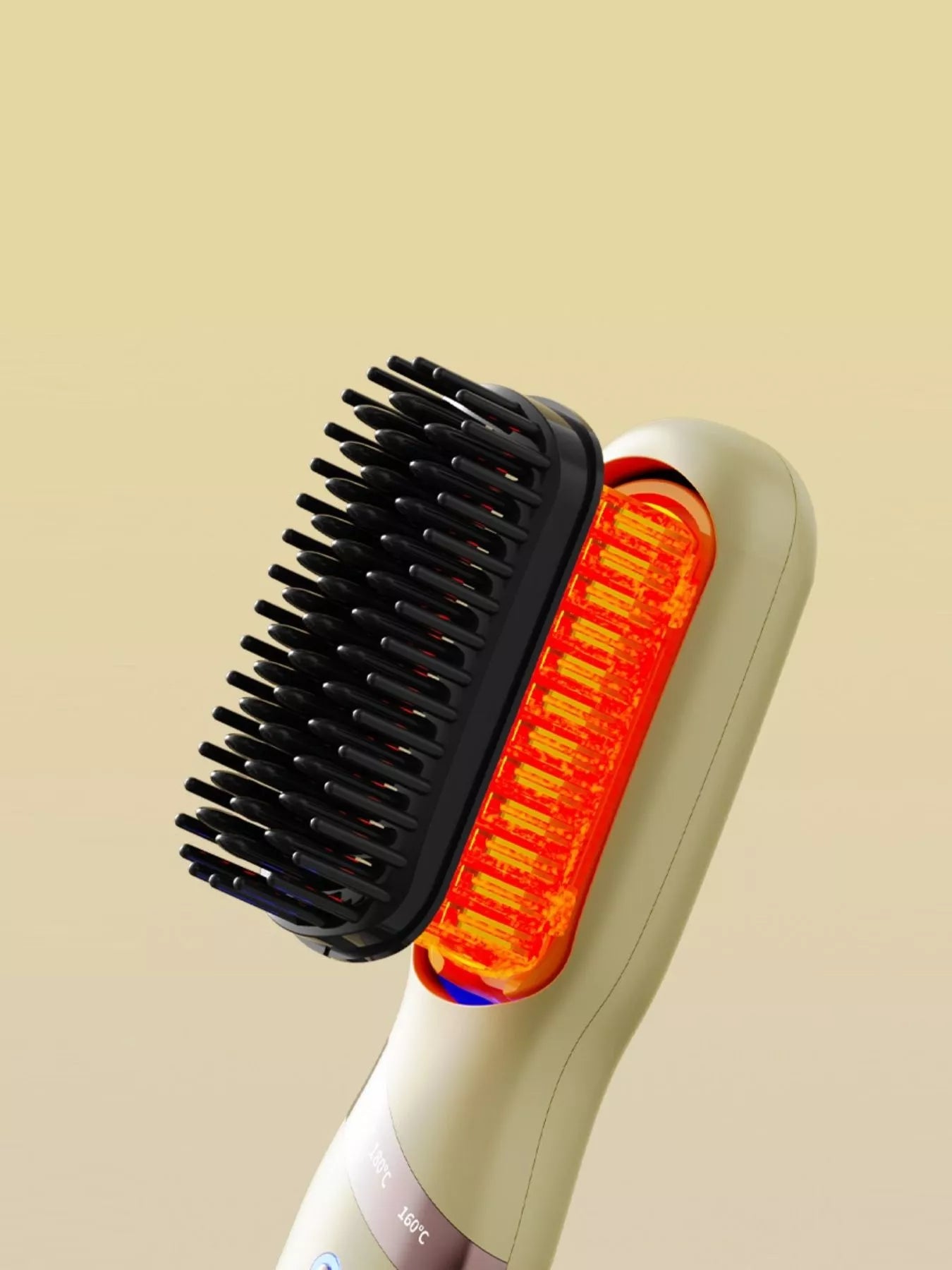 Yellow Trendsi heated hair straightening comb with adjustable temperature settings and ergonomic handle.
