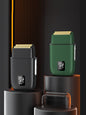 Yellow portable mini shaver with LED display, compact design, and ergonomic handle for easy grooming.