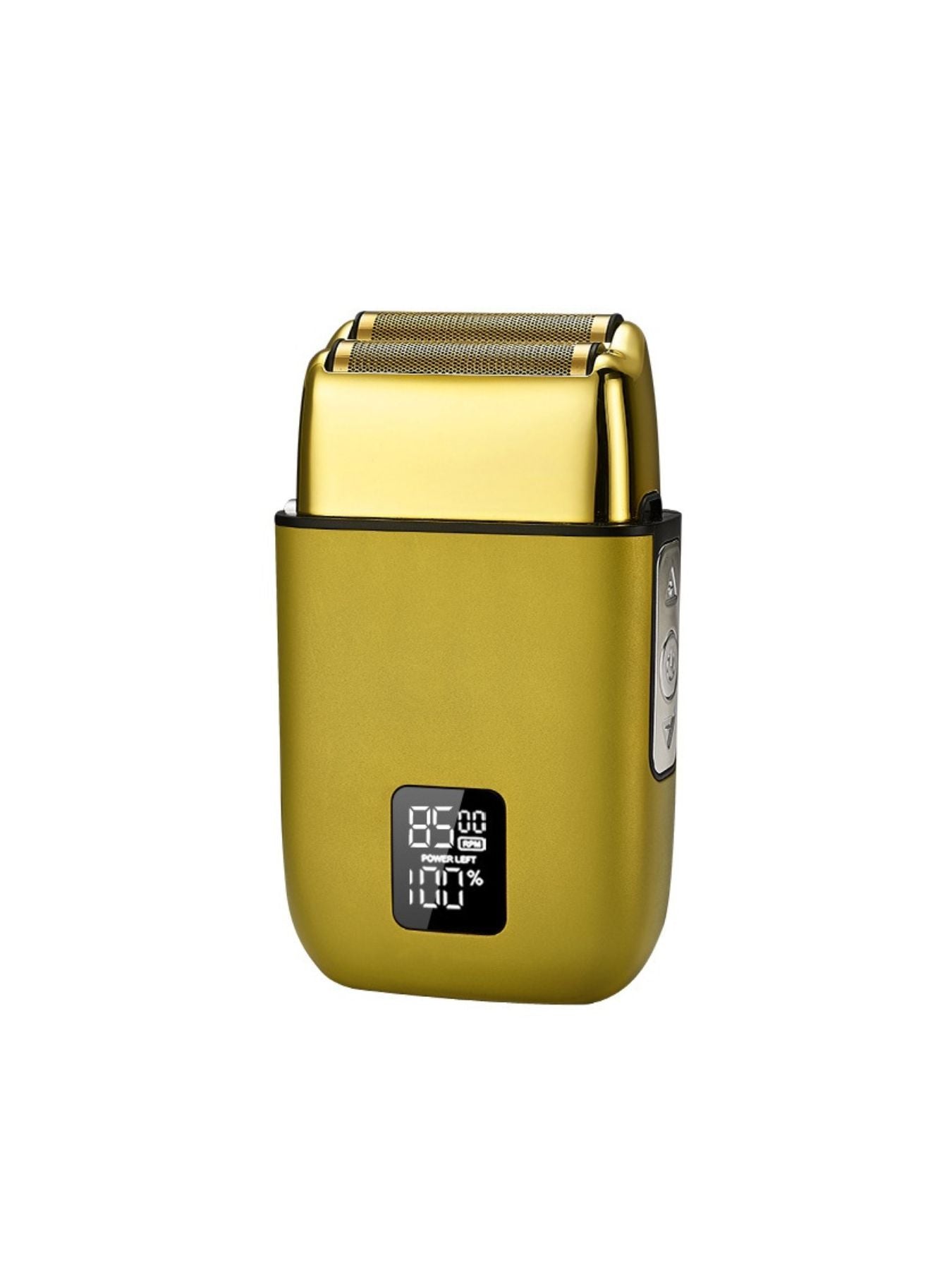 Yellow portable mini shaver with LED display, compact design, and easy grip from Trendsi.