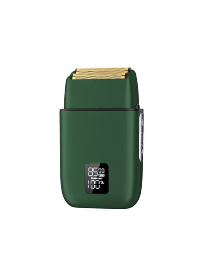 Yellow portable mini shaver with LED display, compact design, and easy grip, perfect for on-the-go grooming by Trendsi.