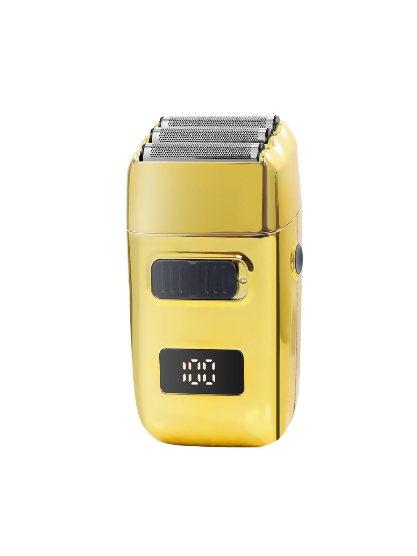 Yellow portable mini shaver with LED display, compact electric grooming device by Trendsi for easy travel use.