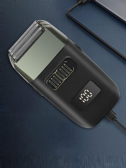 Trendsi portable mini shaver with yellow design and LED display, compact electric grooming tool for quick shaving.