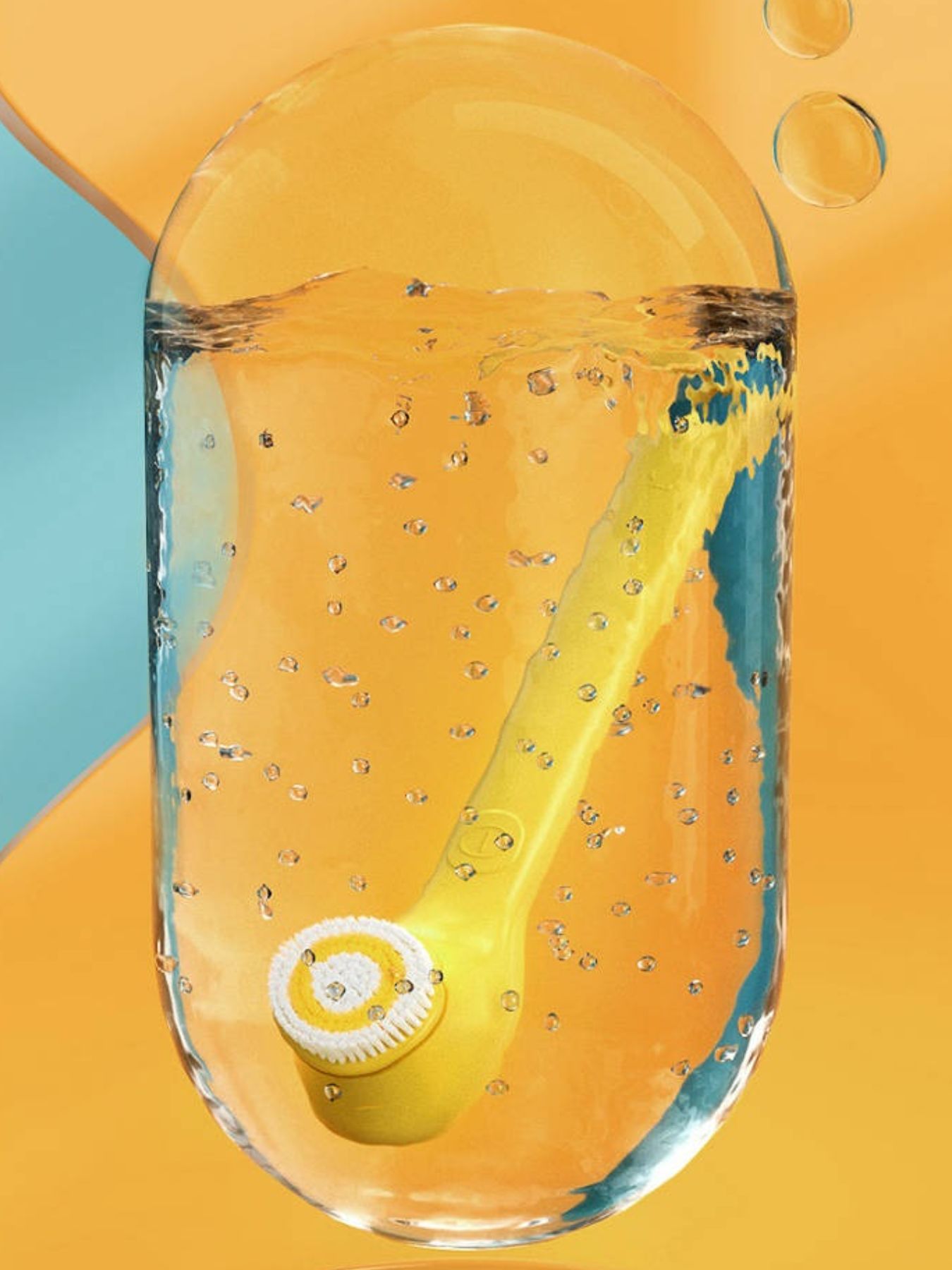 Yellow waterproof electric cleanser brush by Trendsi, designed for gentle facial cleansing, with a one-size-fits-all ergonomic handle.
