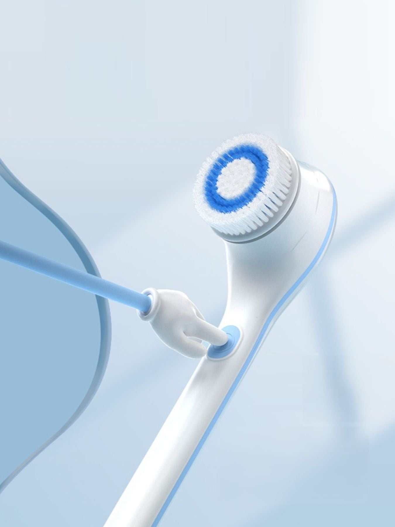 Yellow waterproof electric cleanser brush by Trendsi with a sleek, ergonomic design for effective facial cleansing.